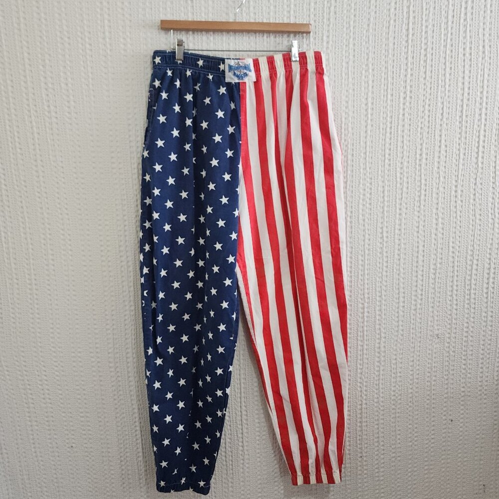 Vintage International Baggyz USA Flag Pants Stars Stripes High Rise XL